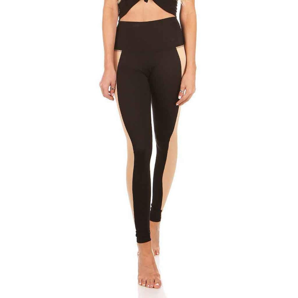 M/L Mika Yoga leggings black/tan